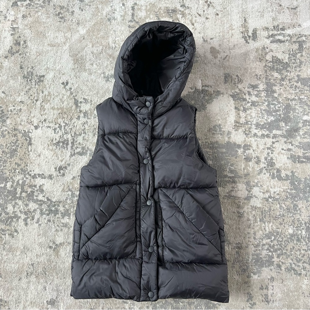 NWOT Zara Boys Black Long Puffer Vest Size 6-7